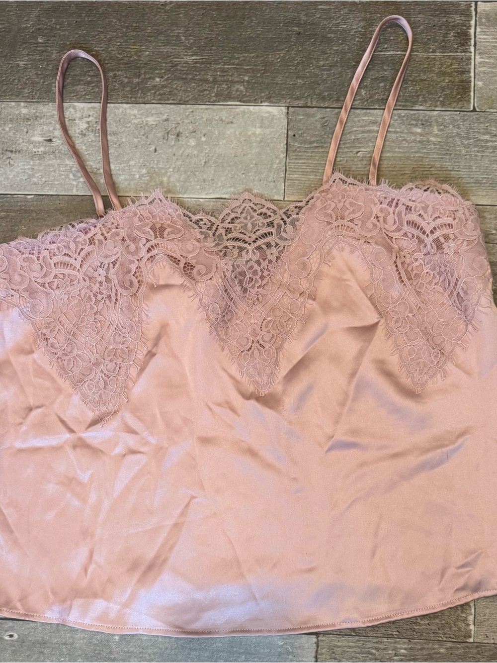 Forever 21 Blush Pink Satin Cami with Lace Trim